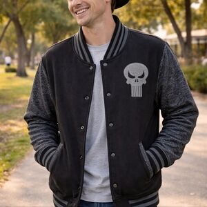 Marvel The‎ Punisher Black Gray Jacket Size XL